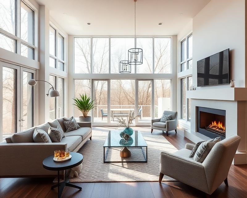 Bright professional interior real estate photography of a living room